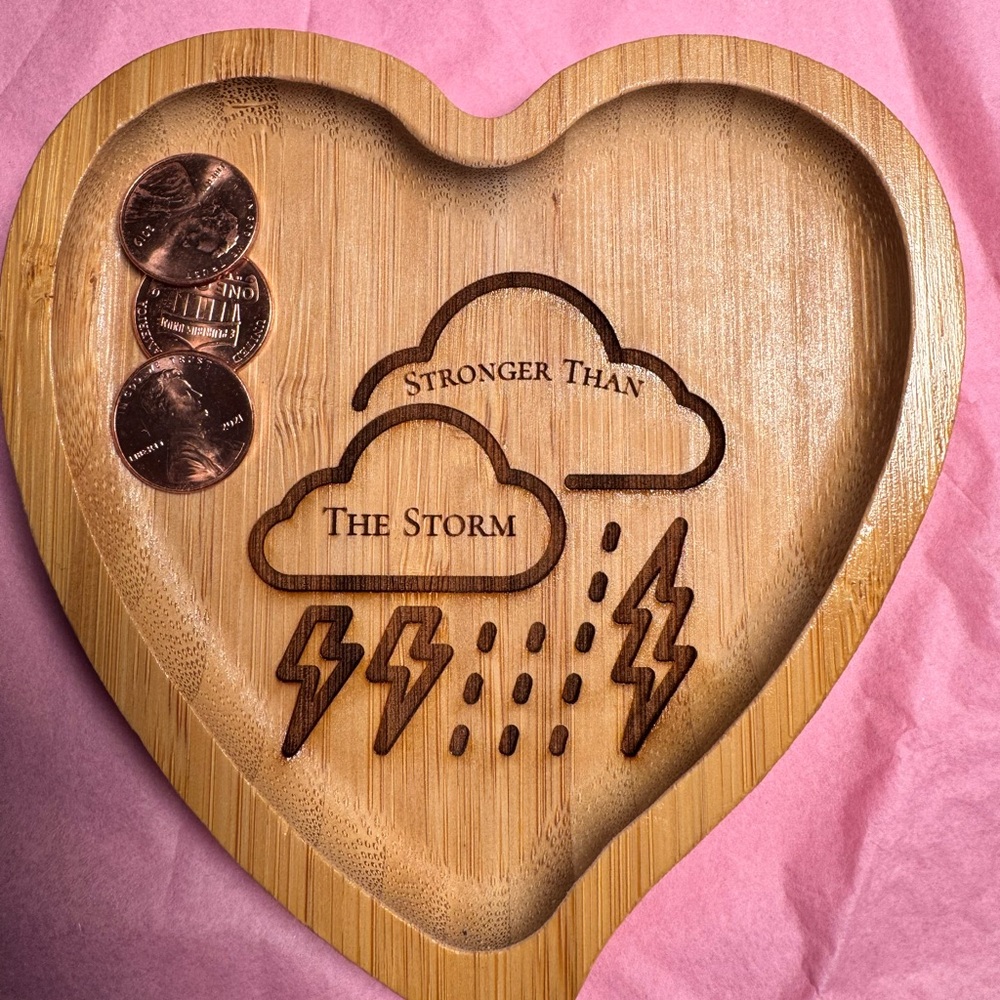 Customized Handmade Heart-Shaped Wooden Trinket/Jewelry Tray  NEW - Picture 8 of 8